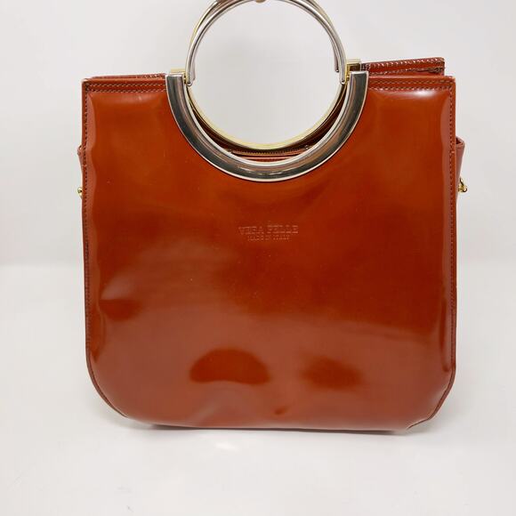 Talja Genuine Leather Handcrafted Italian Embossed Horse Pattern Bag Tan Brown - Picture 7 of 14